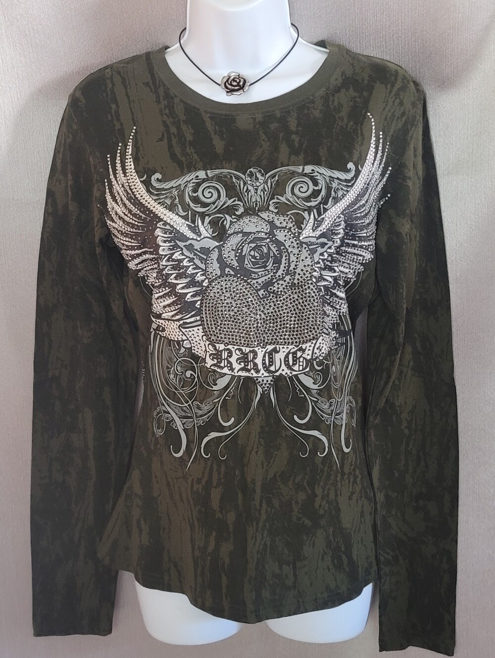 Olive Graphic Long-Sleeve Women's Top